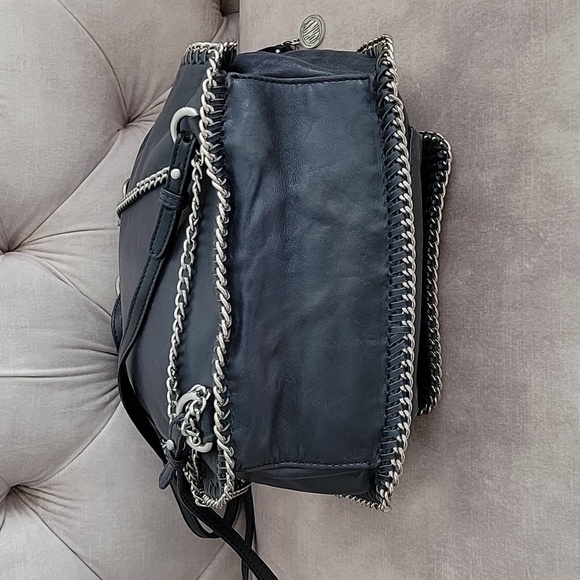 DKNY backpack, navy blue leather